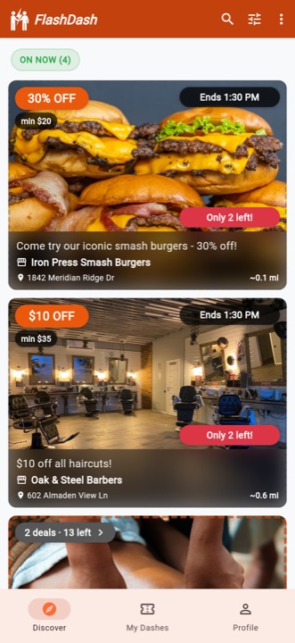 The Discover feed: what's live near you, closest first